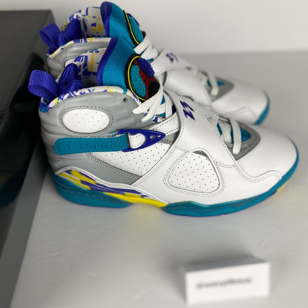 🔥Air Jordan RETRO 8 Aqua WOMEN SIZE 8 - Picture 2 of 8